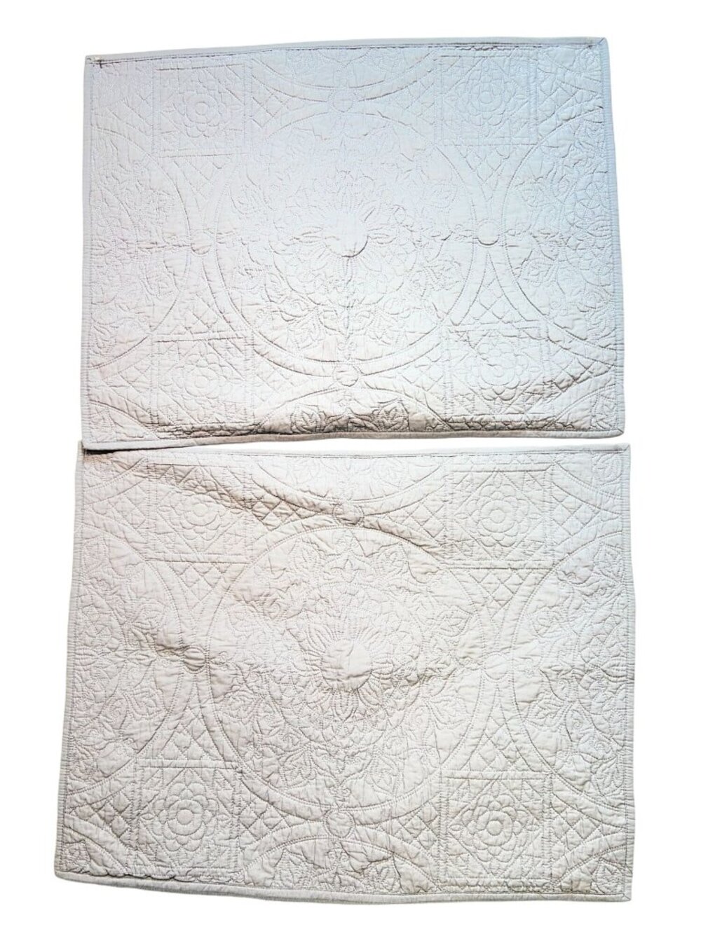 Lot Of 2 JC Penny Home Quilted Floral 100% Cotton Pillow Shams Gray Boho B